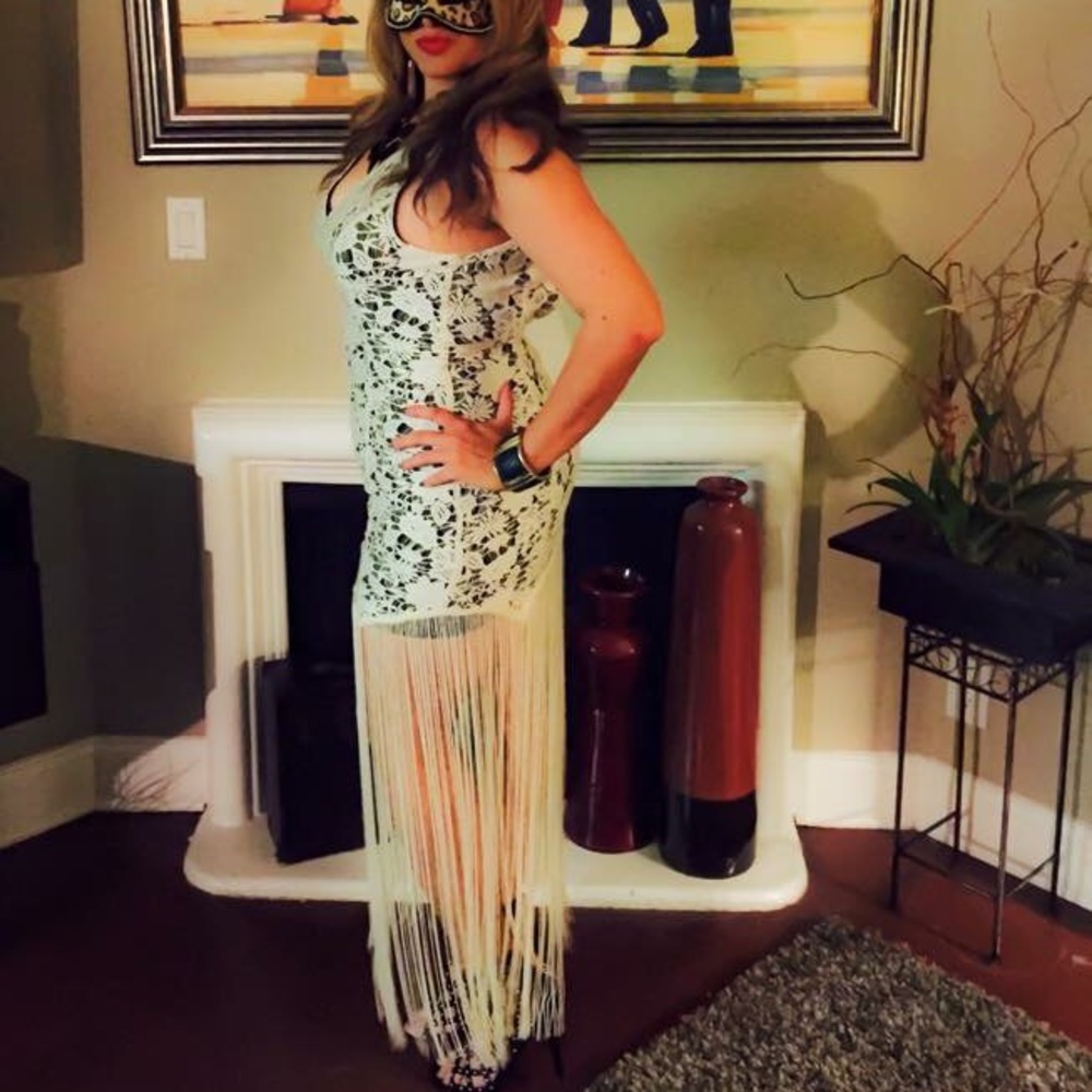 Formal Fringe and Lace Dress